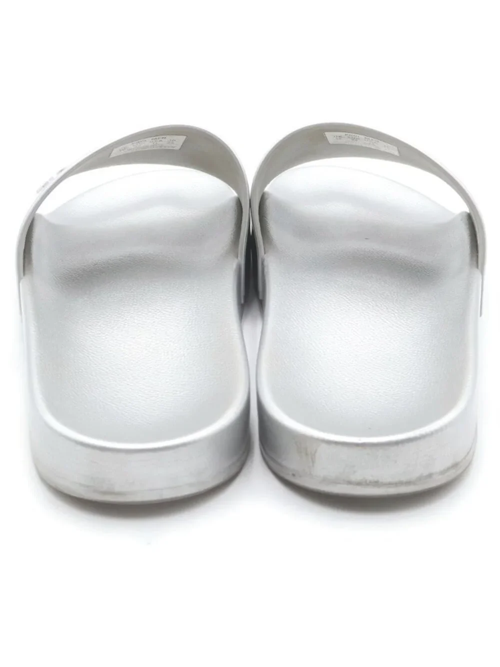 Balenciaga Logo Rubber Slide Flat Sandals Shoes Silver